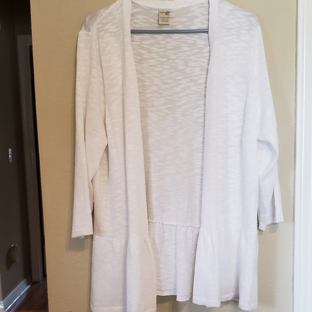 White Terra & Sky Open Peplum Cardigan SZ 1X